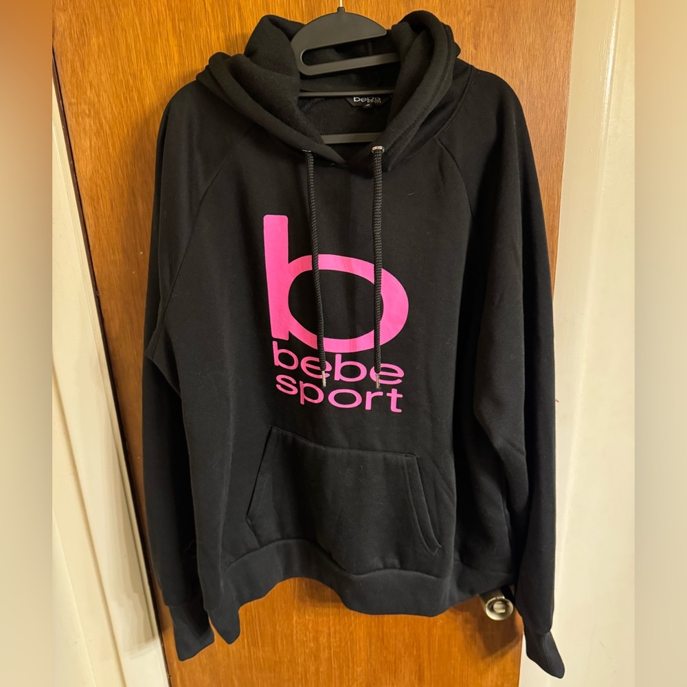 New without tags, Bebe sport black hoodie, size 3X with pink Bebe logo